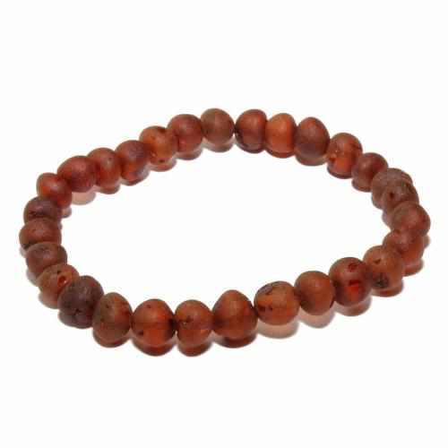 Adult Cocoa Raw Unpolished Cognac Baltic Amber Stretch Bracelet