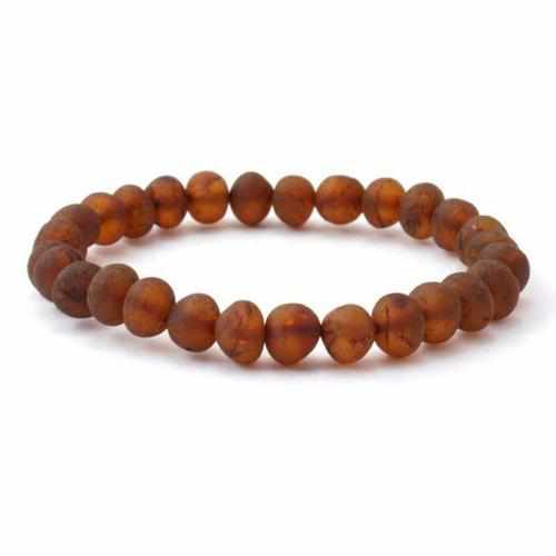 Adult Cocoa Raw Unpolished Cognac Baltic Amber Stretch Bracelet