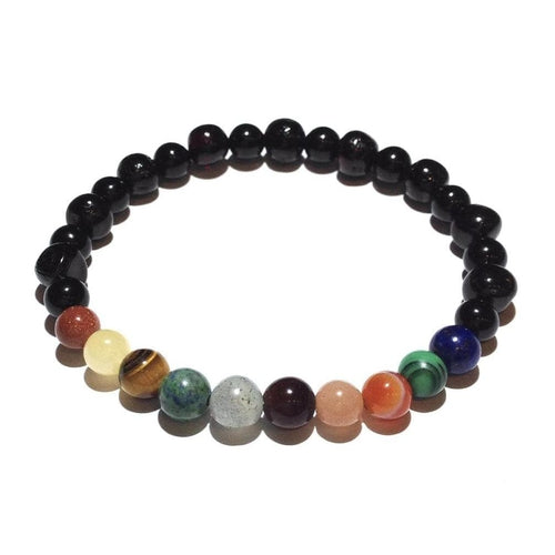 Adult Cosmos Solar System Planet Stretch Gemstone Shungite Baltic Amber Bracelet