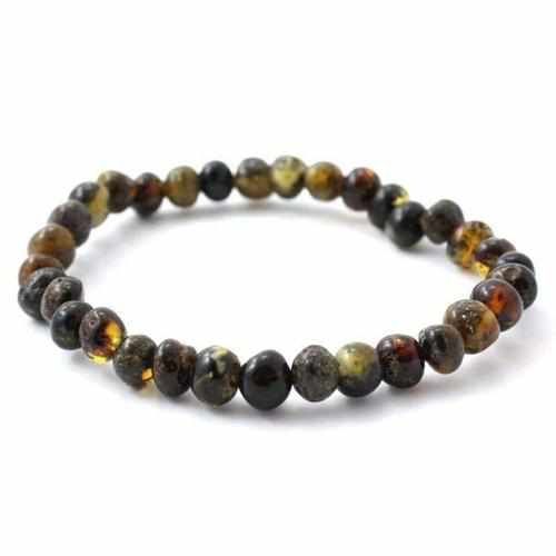 Adult Evergreen Green Baltic Amber Stretch Bracelet