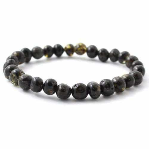 Adult Evergreen Green Baltic Amber Stretch Bracelet