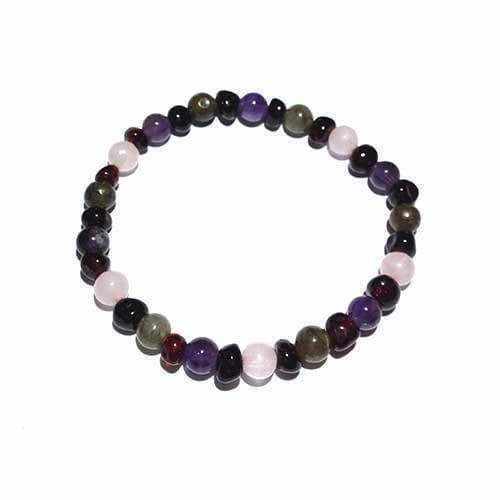 Adult Gaia Amber Amethyst Rose Quartz Labradorite Stretch Bracelet