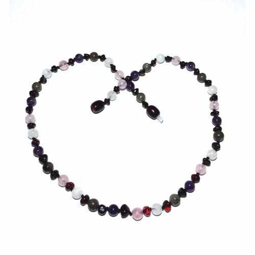 Adult Gaia Moonstone Cherry Amber Amethyst Rose Quartz Labradorite Necklace