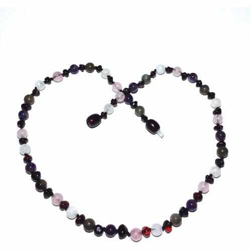 Adult Gaia Moonstone Cherry Amber Amethyst Rose Quartz Labradorite Necklace