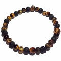 Adult Glam Rock Baltic Amber Tigers Eye Lava Volcanic Stone Stretch Bracelet