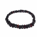 Adult Gothic Rock Baltic Amber Hematite Lava Volcanic Rock Stretch Bracelet