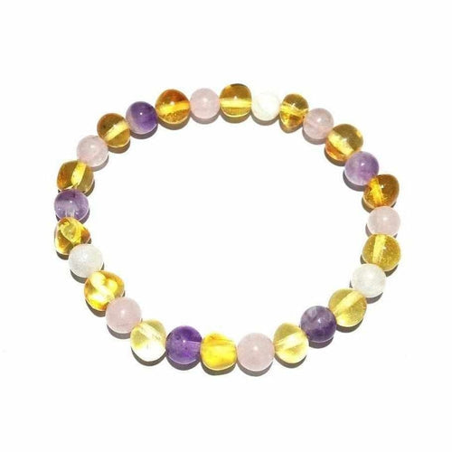 Adult Hormones Tara Moon Baltic Amber Moonstone Amethyst Rose Quartz Stretch Bracelet