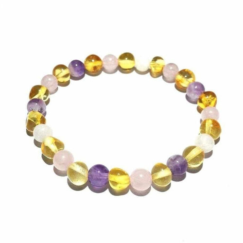 Adult Hormones Tara Moon Baltic Amber Moonstone Amethyst Rose Quartz Stretch Bracelet