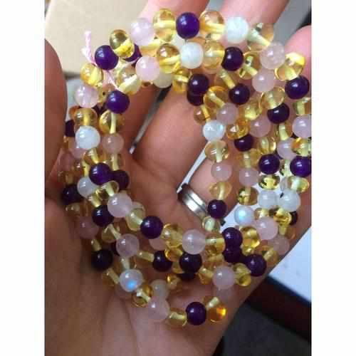 Adult Hormones Tara Moon Baltic Amber Moonstone Amethyst Rose Quartz Stretch Bracelet