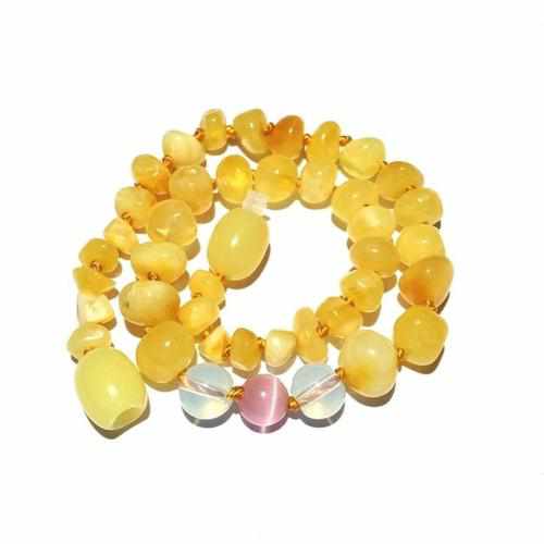 Adult Marshmallow Butterscotch Baltic Amber Pink Cats Eyes Anklet