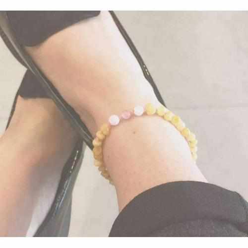Adult Marshmallow Butterscotch Baltic Amber Pink Cats Eyes Anklet