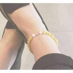 Adult Marshmallow Butterscotch Baltic Amber Pink Cats Eyes Anklet