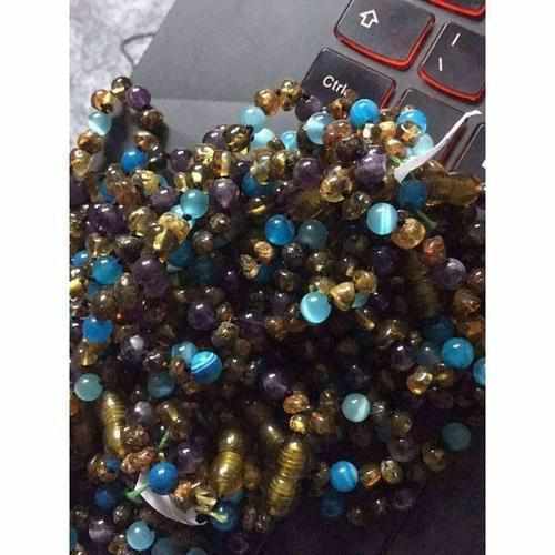 Adult Ocean Green Baltic Amber Amethyst Blue Cats Eyes Calming Anklet
