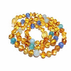Adult Paradise Baltic Amber Blue Cats Eyes Aquamarine Gemstone Necklace
