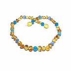 Adult Paradise Baltic Amber Blue Cats Eyes Aquamarine Gemstone Necklace