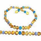 Adult Paradise Baltic Amber Blue Cats Eyes Aquamarine Gemstone Necklace