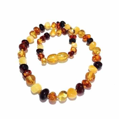 Adult Pebble Beach Polished Mixed Baltic Amber Necklace