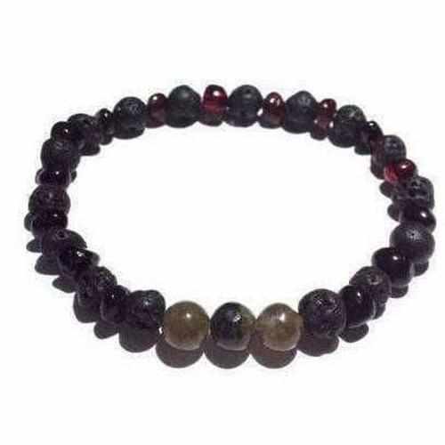 Adult Rock God Baltic Amber Labradorite Lava Volcanic Stretch Bracelet