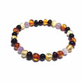 Adult Shanti Mixed Polished Baltic Amber Amethyst Shungite Beads Stretch Bracelet