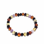 Adult Shanti Mixed Polished Baltic Amber Amethyst Shungite Beads Stretch Bracelet