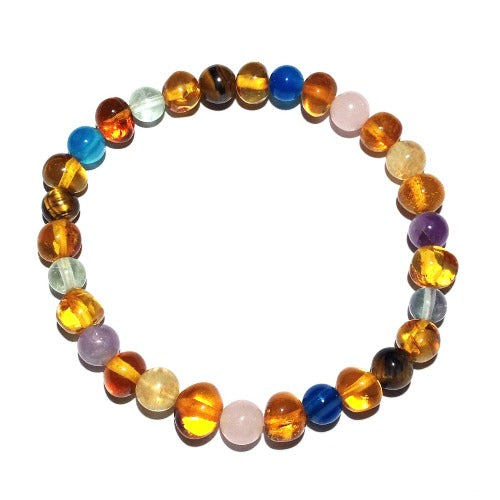 Adult Solace Amber Gemstone Stretch Anxiety Stress Bracelet