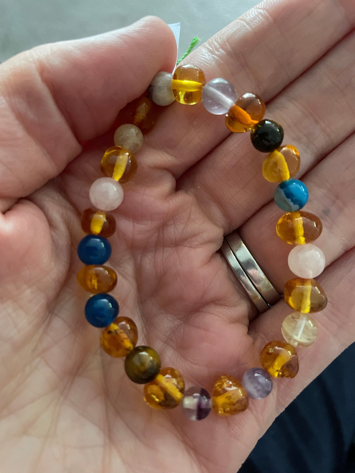 Adult Solace Amber Gemstone Stretch Anxiety Stress Bracelet