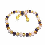 Adult Tara Honey Baltic Amber Amethyst Purple Rose Quartz Anklet