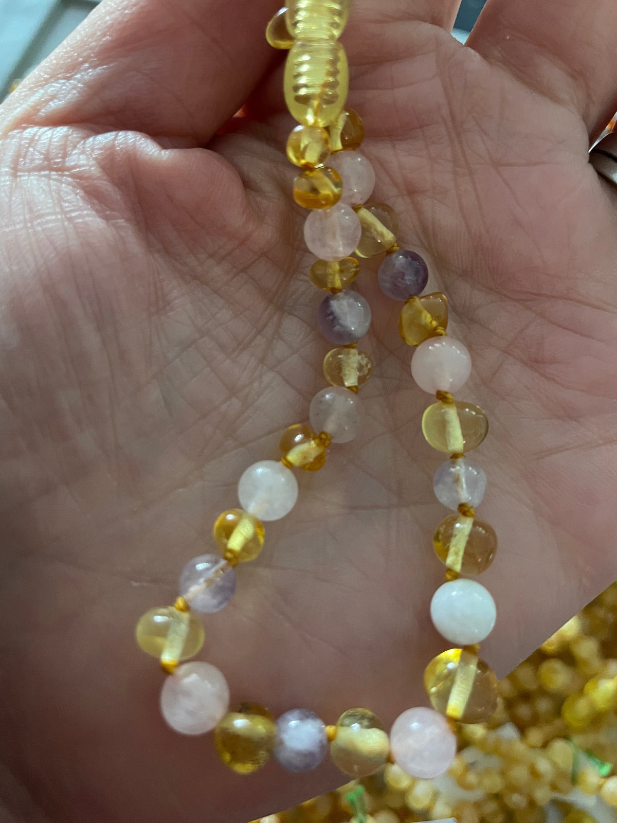 Adult Tara Moon Amber Moonstone Amethyst Rose Quartz Necklace