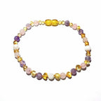 Adult Tara Moon Baltic Amber Moonstone Amethyst Rose Quartz Anklet