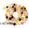 Adult Tara Moon Baltic Amber Moonstone Amethyst Rose Quartz Bracelet