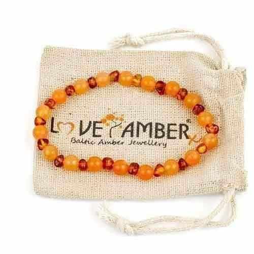 Adult Toffee Apple Cognac Baltic Amber Peach Aventurine Anxiety Stretch Bracelet