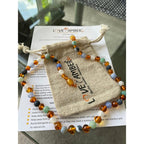 Boy Girl Atlantis Blue White Agate Honey Baltic Amber Necklace