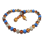 Boys Girls Shoreline Polished Honey Baltic Amber Blue Howlite Labradorite Calming Necklace