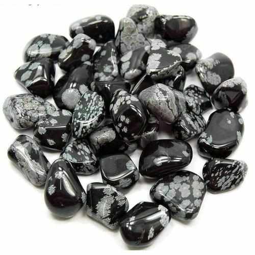 Capricorn Birthstone Adult Elasticated Chip Bracelet Gift - Snowflake Obsidian