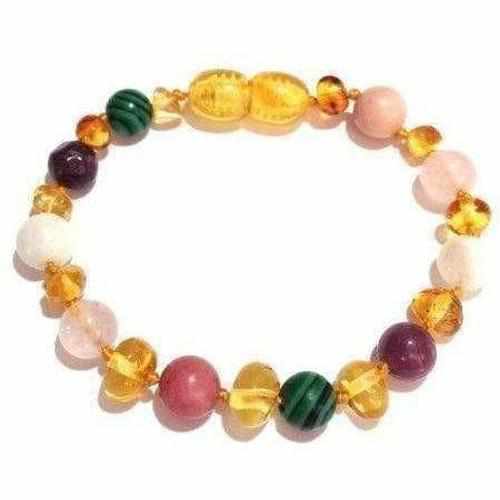 Child Ariana Gemstones and Honey Baltic Amber Anklet Bracelet