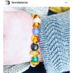 Child Atlantis Blue White Dragon Agate & Honey Baltic Amber Anklet Bracelet