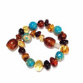 Child Autumn Rain Jasper and Rainbow Baltic Amber Anklet Bracelet 20cm (XXL)