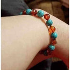 Child Azure Blue Turquoise Howlite Cognac Baltic Amber Anklet Bracelet