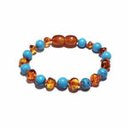 Child Azure Blue Turquoise Howlite Cognac Baltic Amber Anklet Bracelet 17cm (L)