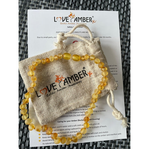 Child Bees Knees Raw Honey Baltic Amber Necklace