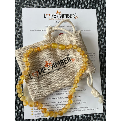 Child Bees Knees Raw Honey Baltic Amber Necklace