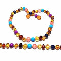 Child Blossom Honey Baltic Amber Purple Howlite Lapis Lazuli Quartz Necklace 40cm (XL)