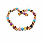 Child Blossom Honey Baltic Amber Purple Howlite Lapis Lazuli Quartz Necklace