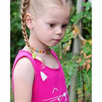 Child Blossom Honey Baltic Amber Purple Howlite Lapis Lazuli Quartz Necklace
