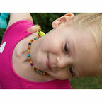 Child Blossom Honey Baltic Amber Purple Howlite Lapis Lazuli Quartz Necklace