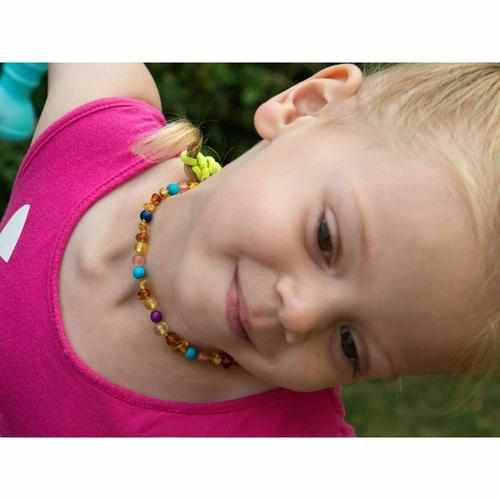 Child Blossom Honey Baltic Amber Purple Howlite Lapis Lazuli Quartz Necklace