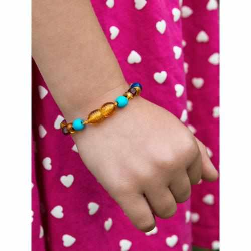 Child Blossom Howlite Lapis Lazuli Quartz Honey Baltic Amber Anklet Bracelet