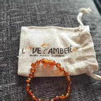 Child Brandy Snap Cognac Baltic Amber Anklet Bracelet