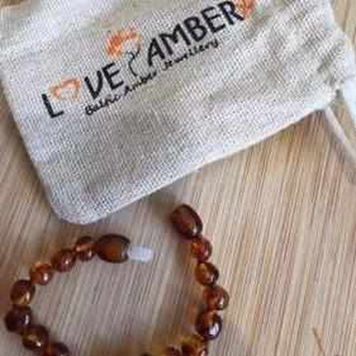 Child Brandy Snap Cognac Baltic Amber Anklet Bracelet