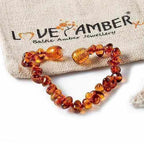 Child Brandy Snap Cognac Baltic Amber Anklet Bracelet